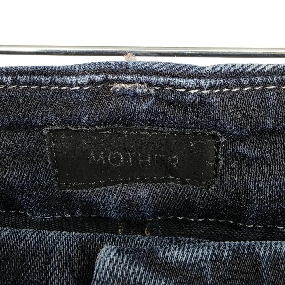 Mother Last Call Dark Wash High Waisted Looker Ankle Fray Skinny Jeans Size 30